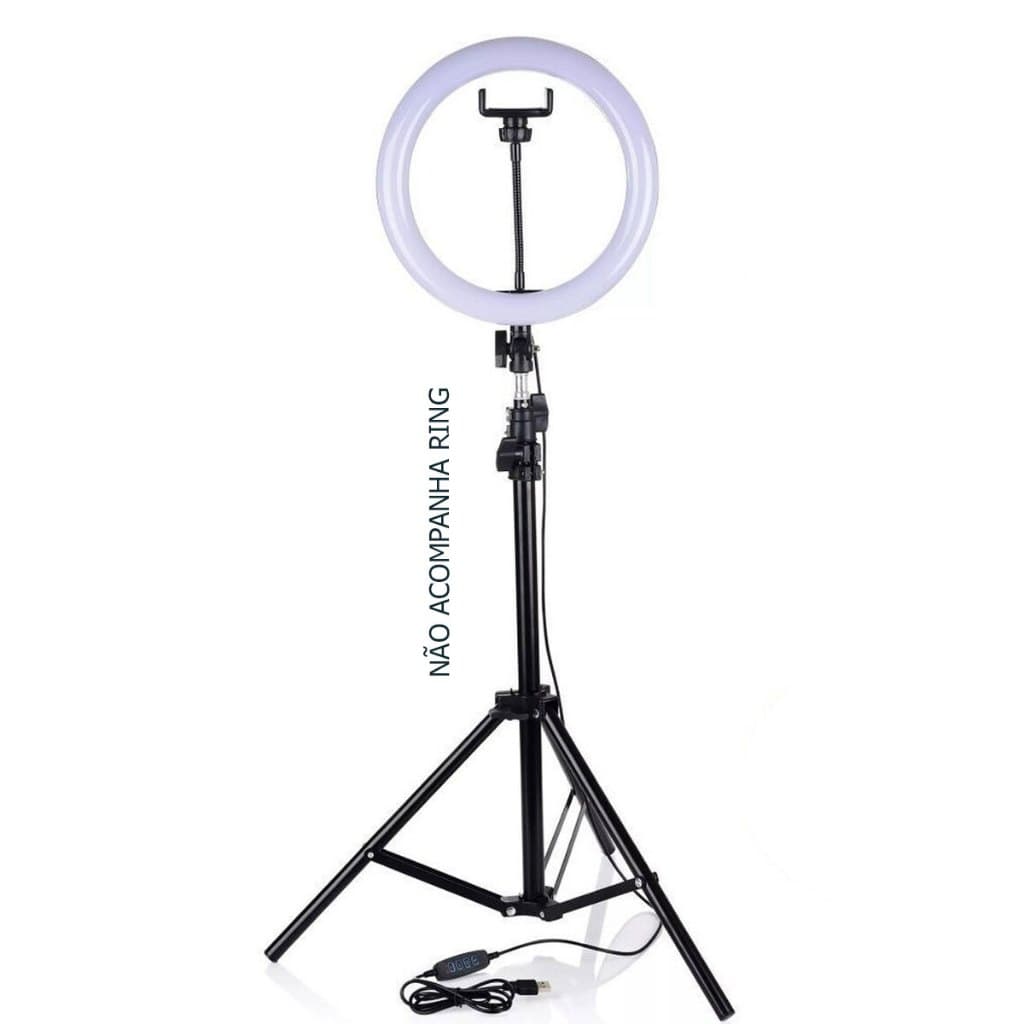 Tripé Para Ring Light Iluminadores Flash Softboxes 2,10m Tik tok Vídeos Rells