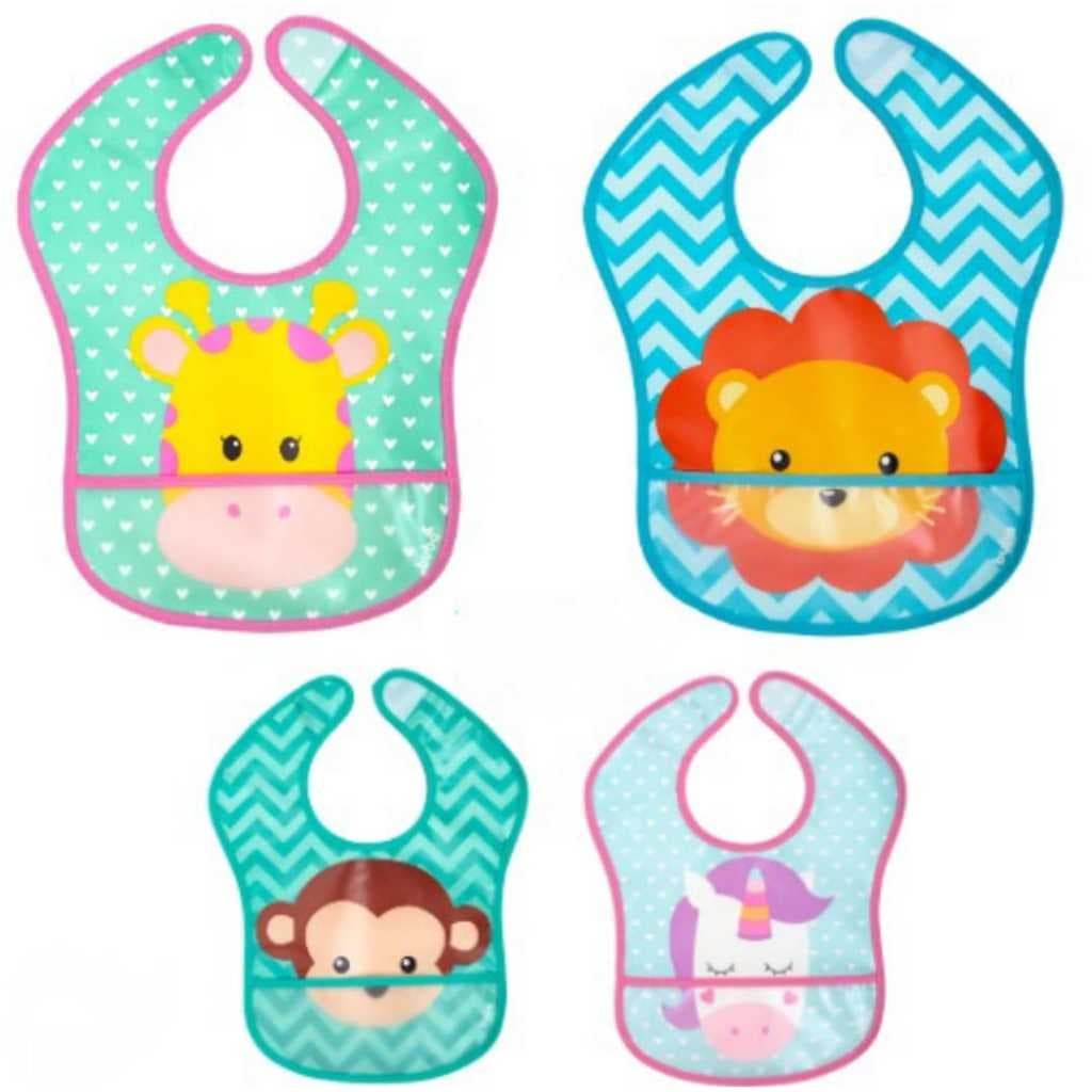 Babador Com Bolso Impermeável  Animal Fun - Buba