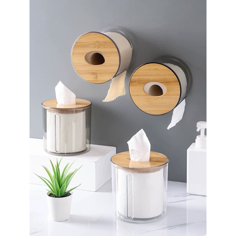 Suporte Para Papel Higiênico , Caixa De Lenços De Parede À Prova D'água , Acessórios De Banheiro Redondo Plástico