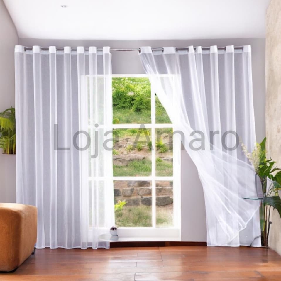 Cortina Voil Liso Diversos Tamanhos para Sala Quarto e Cozinha