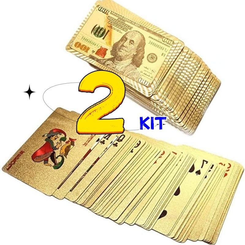2 conjunto Baralho Cartão de Jogo Dourado 24k Prova D'água Promoção