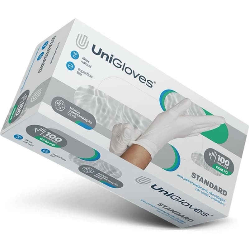 Luva de Procedimento látex com Pó Standard Unigloves cx.c/100 luvas