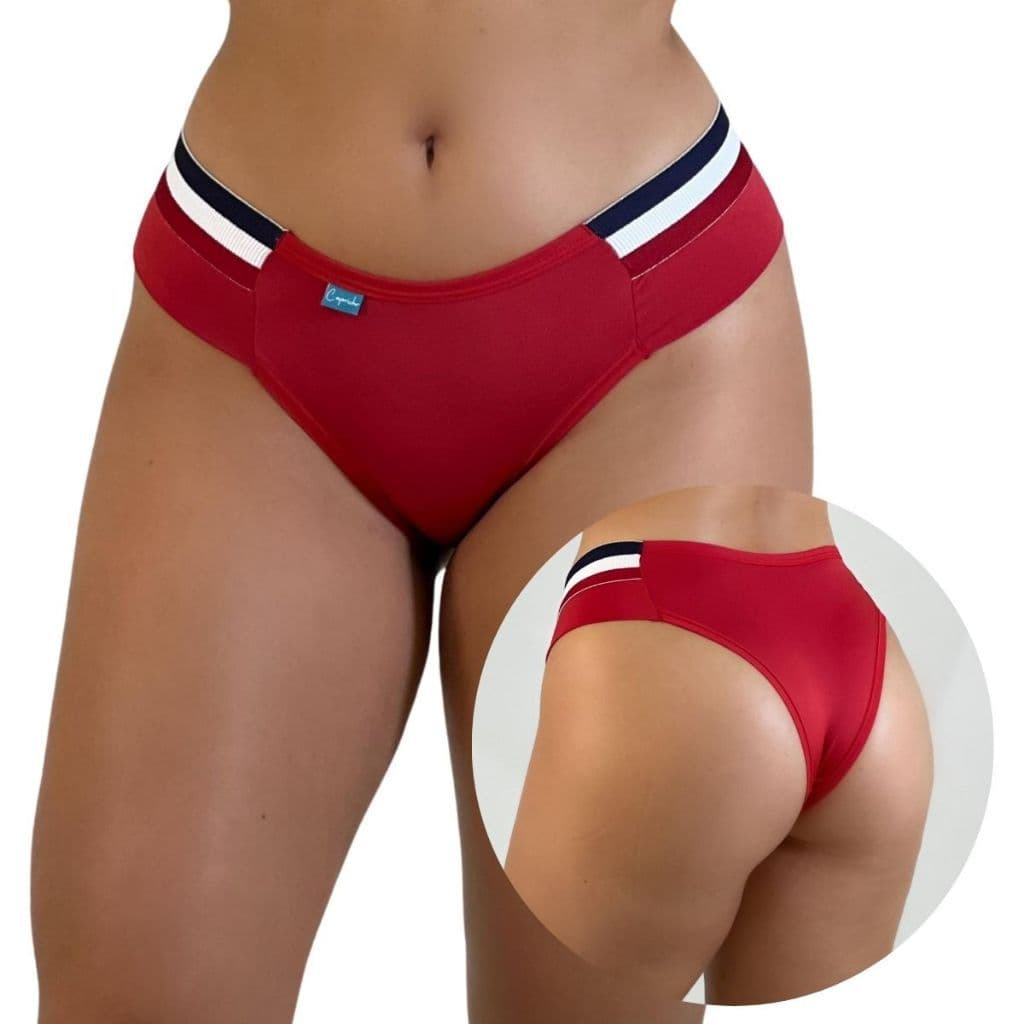 Kit c/ 5 Calcinhas Tanga Sabrina Lateral Dupla Feminina Forro Algodao Compressao