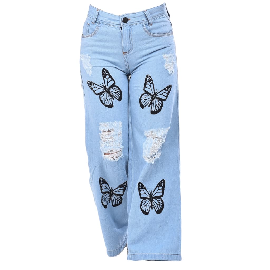 Calça jeans wide leg pantalona juvenil infantil varias estampas