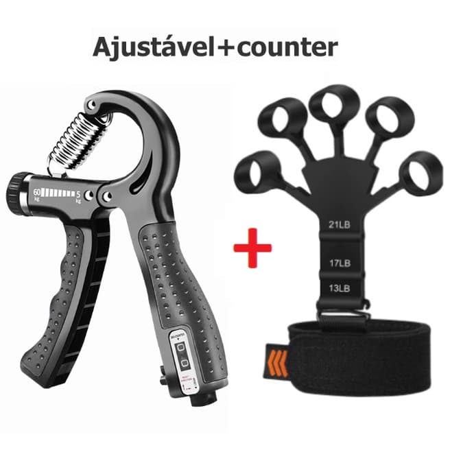 Hand Grip Fitness C/Mola Ajustável De Punho E Antebraço Mãos Fisioterapia