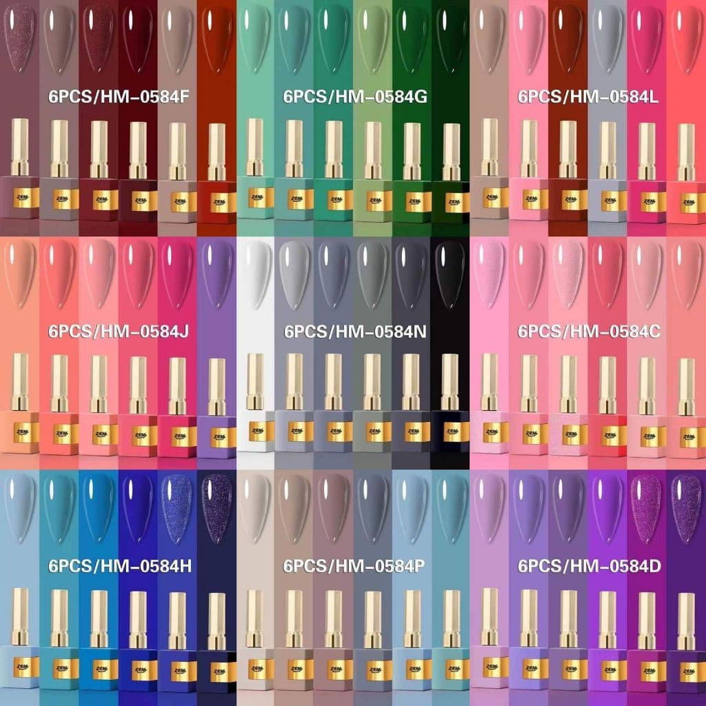 KIT 6 Esmalte Gel COM ANVISA  Led Uv Zem Nail Gel Soak Off Color Coat 15 ml Uv/Led Novas Cores