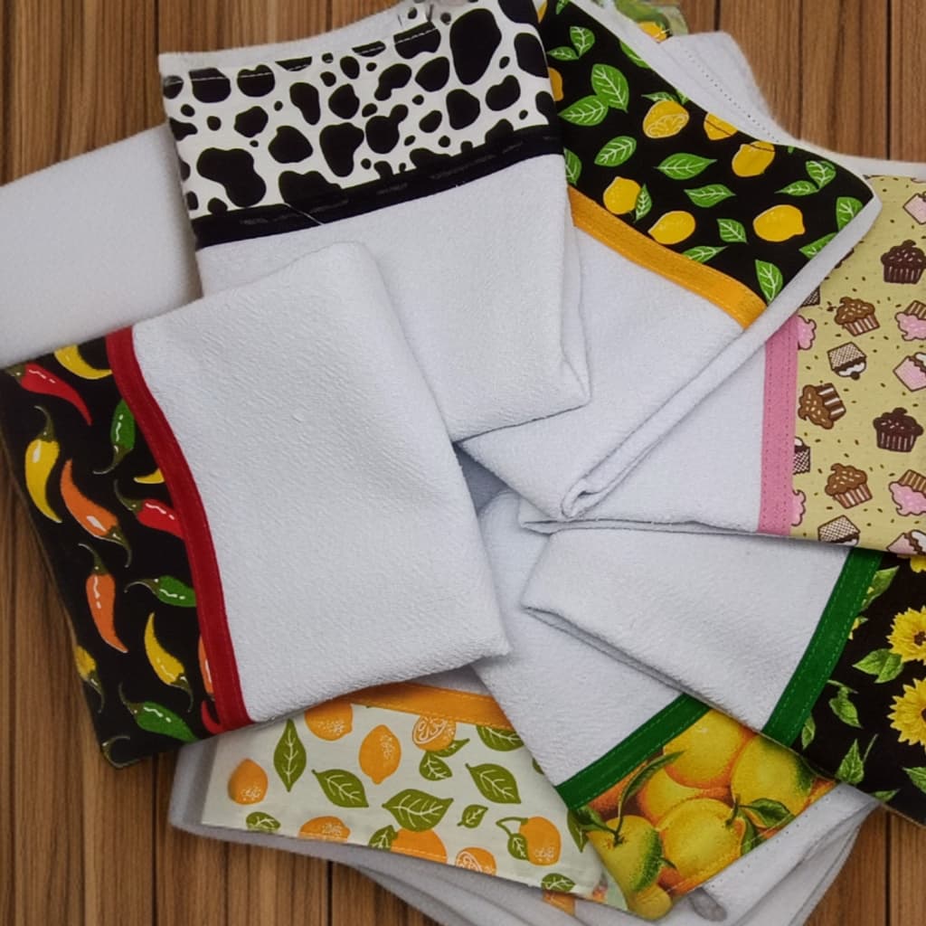 PANO DE PRATO COM BARRADO  45X65 SANTA MARGARIDA-  KIT COM 5 UNIDADES