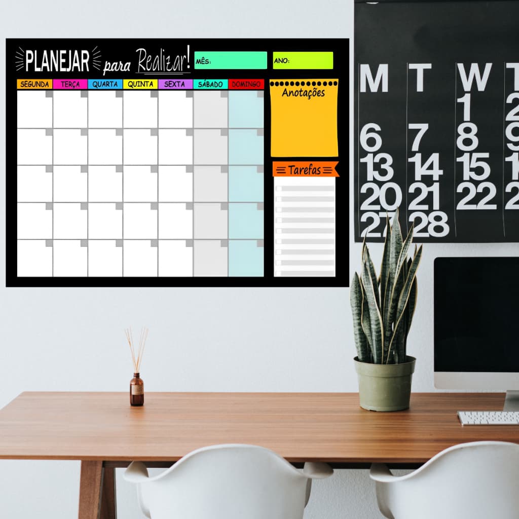 Lousa Magnética Planner Planejamento Mensal Quadro Planejamento Mensal