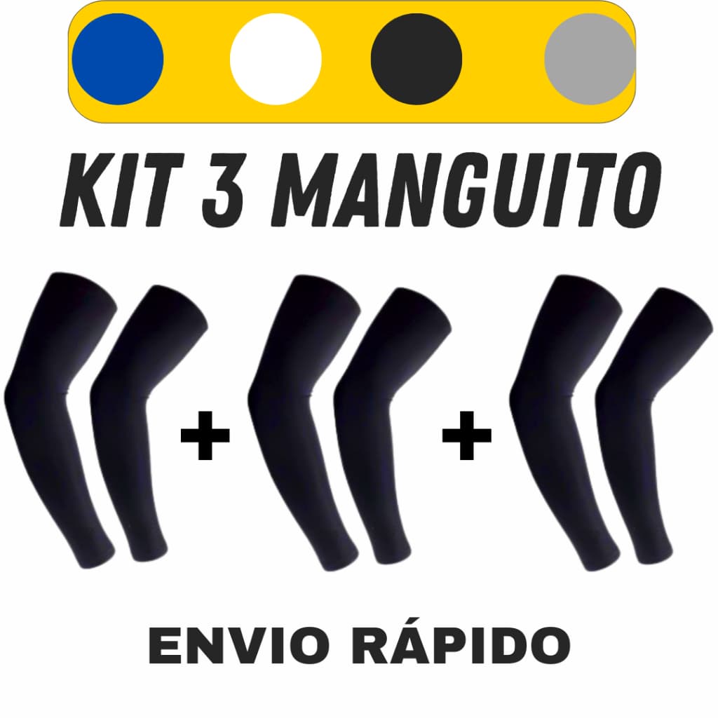 Kit 3 Par Manguito Térmico Proteção Solar UV50+ Segunda Pele uv unissex Manga Longa de Braço