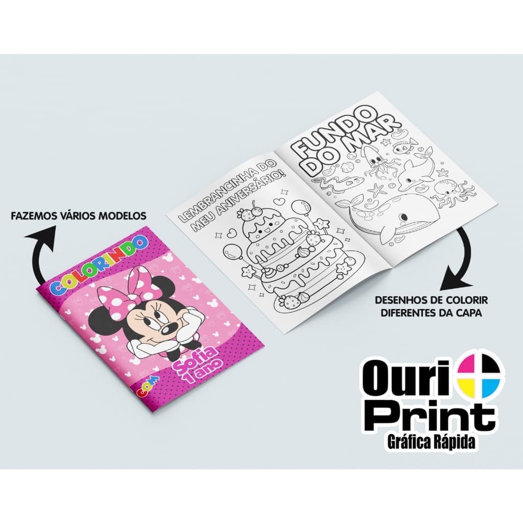 30 Livrinhos de colorir personalizado com 8 desenhos diferentes do tema da capa