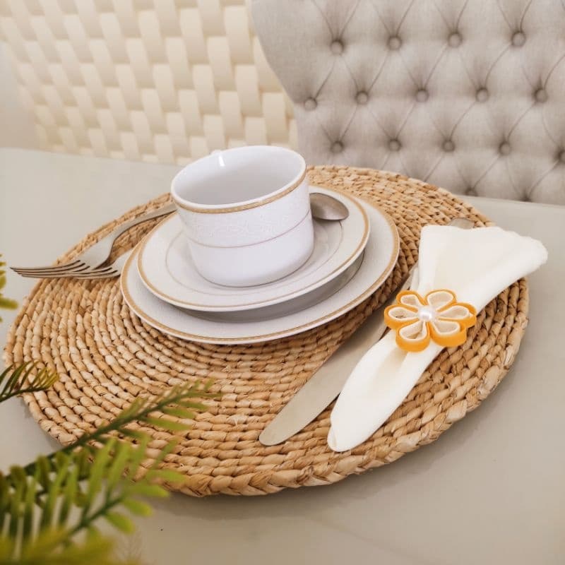 Jogo Americano De Palha Redondo Mesa  Jantar Trançado Resistente Ao Calor  kit com 1,4 ou 6 unidades