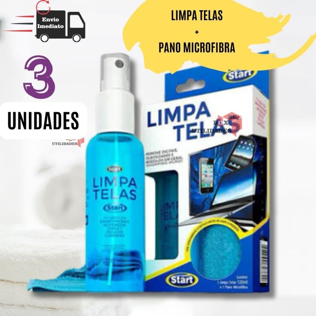 3 Kit Limpa Telas Start 120ml Com Pano Microfibra