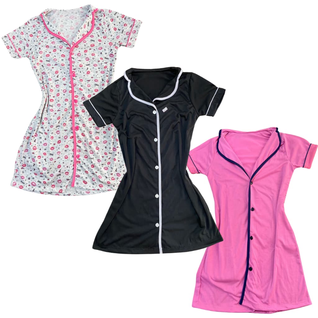 Kit 3 camisolas americana de botão plus size