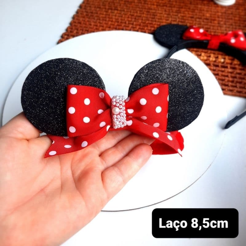 Laço infantil Minnie Fica De Pé  para Bebê Festas Aniversario faixinha
