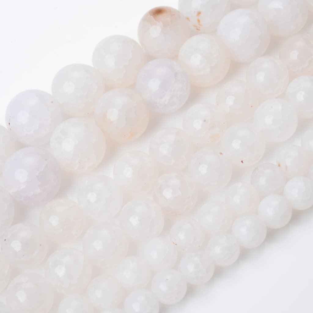Fio Pedra Natural Ágata Branca 8mm Aprox 45 P/ Artesanato