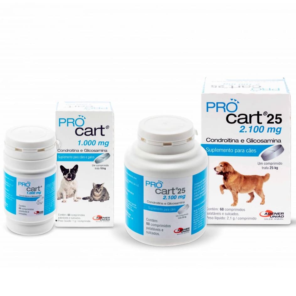 Suplemento Alimentar Pro Cart 1000mg ou 2100mg - 60 Comprimidos - Cães e Gatos