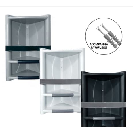 Organizador Suporte BRANCO , PRETO ,CINZA Cantoneira Porta Sabonete Shampoo Banheiro Resistente TOY