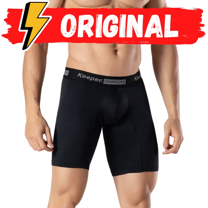 Kit 2 Cueca Boxer Long Leg Preta Esportiva Microfibra Box Keeper