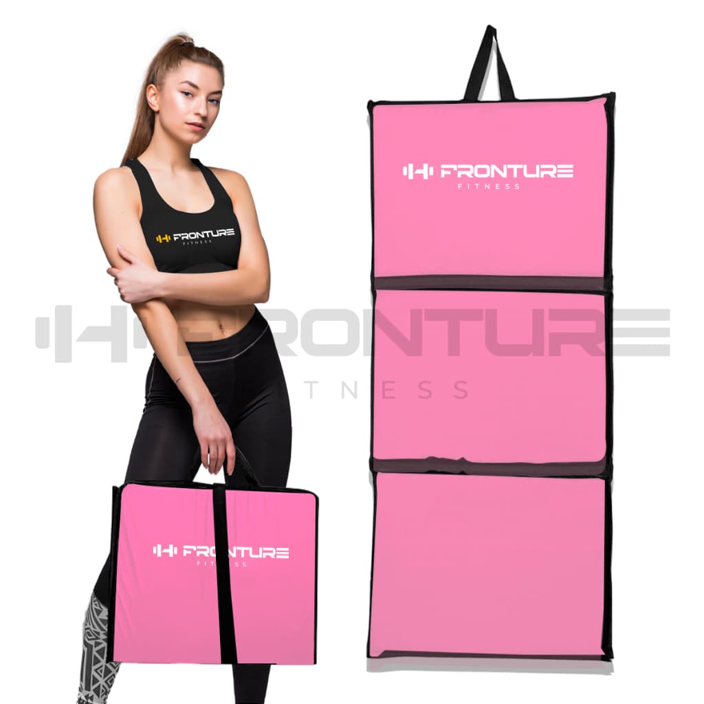 Colchonete Dobrável Academia Abdominal Yoga Maleta Pilates Ginástica Fitness Abdominal ROSA Feminino