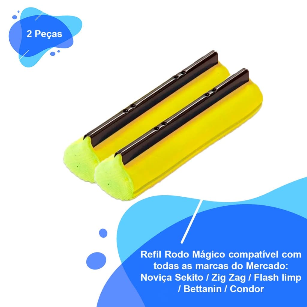 2 Unid. Refil Rodo Magico Mop Almofada Absorvente Esfregao Sekito