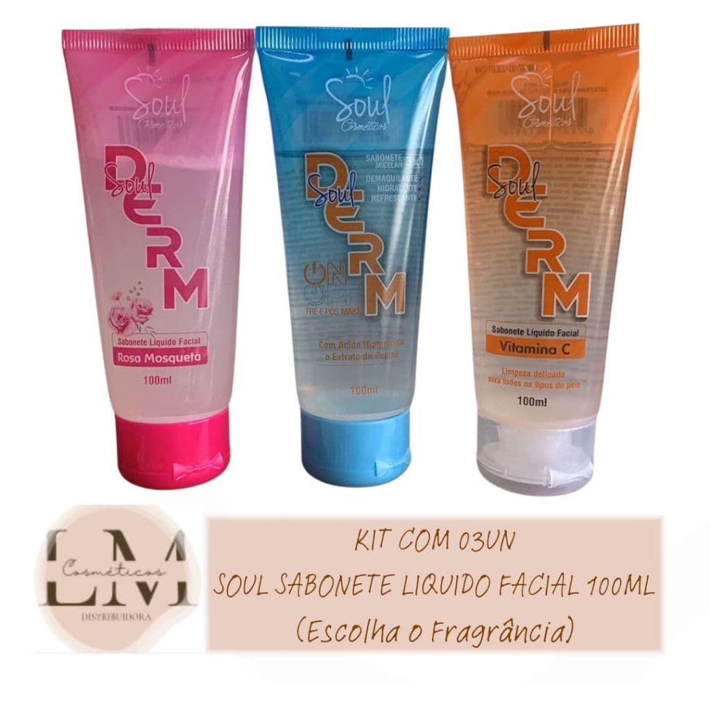 Kit 03un Sabonete Líquido Facial Soul 100ml