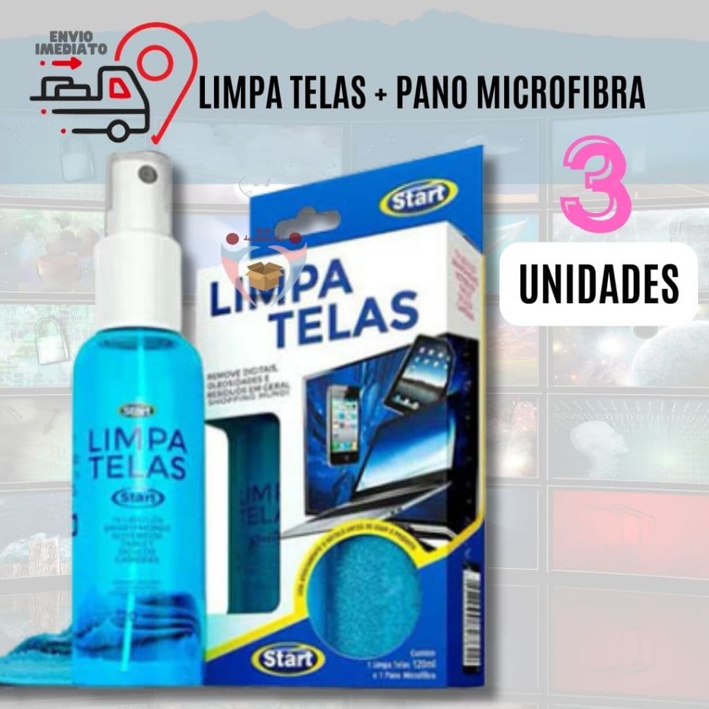 3 Kit Limpa Telas Start 120ml Com Pano Microfibra