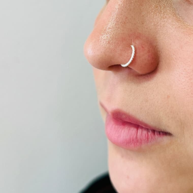 Piercing Nariz Prata 925 Argolinha Detalhada