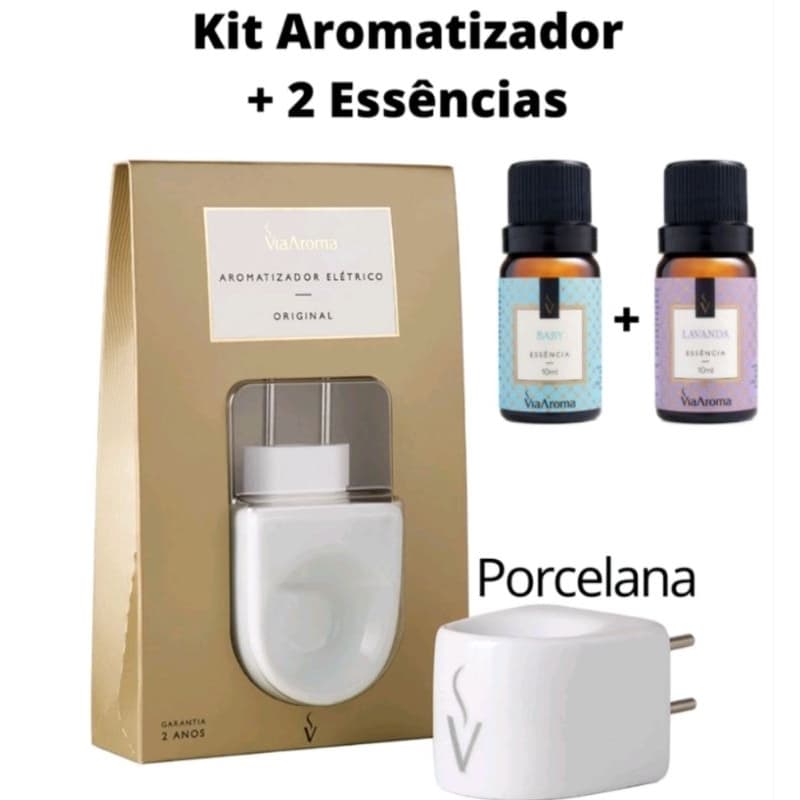 Aromatizador Difusor de Essência  Porcelana Original c/2 Essências - Via Aroma