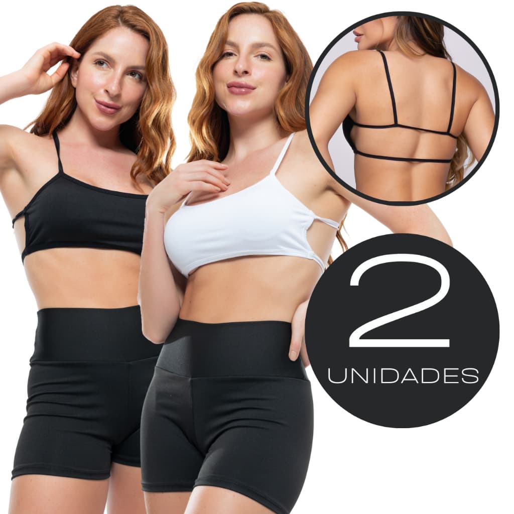 Kit 2 Top Fitness Costa Nua Cropped Faixa Fitness Alcinha Sem Bojo Moda Gringa Blogueira