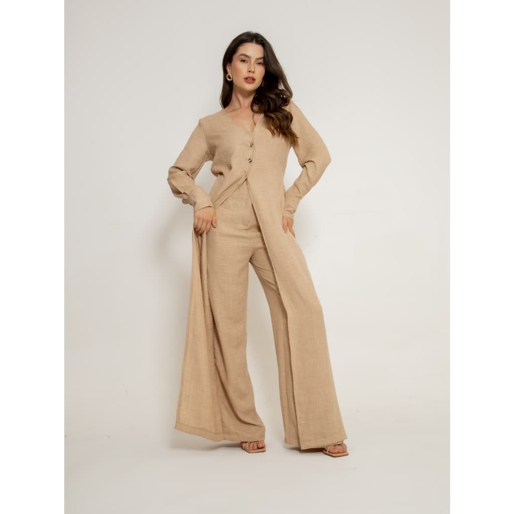 Macação longo feminino com botões kimono . mac-0011  - Duna