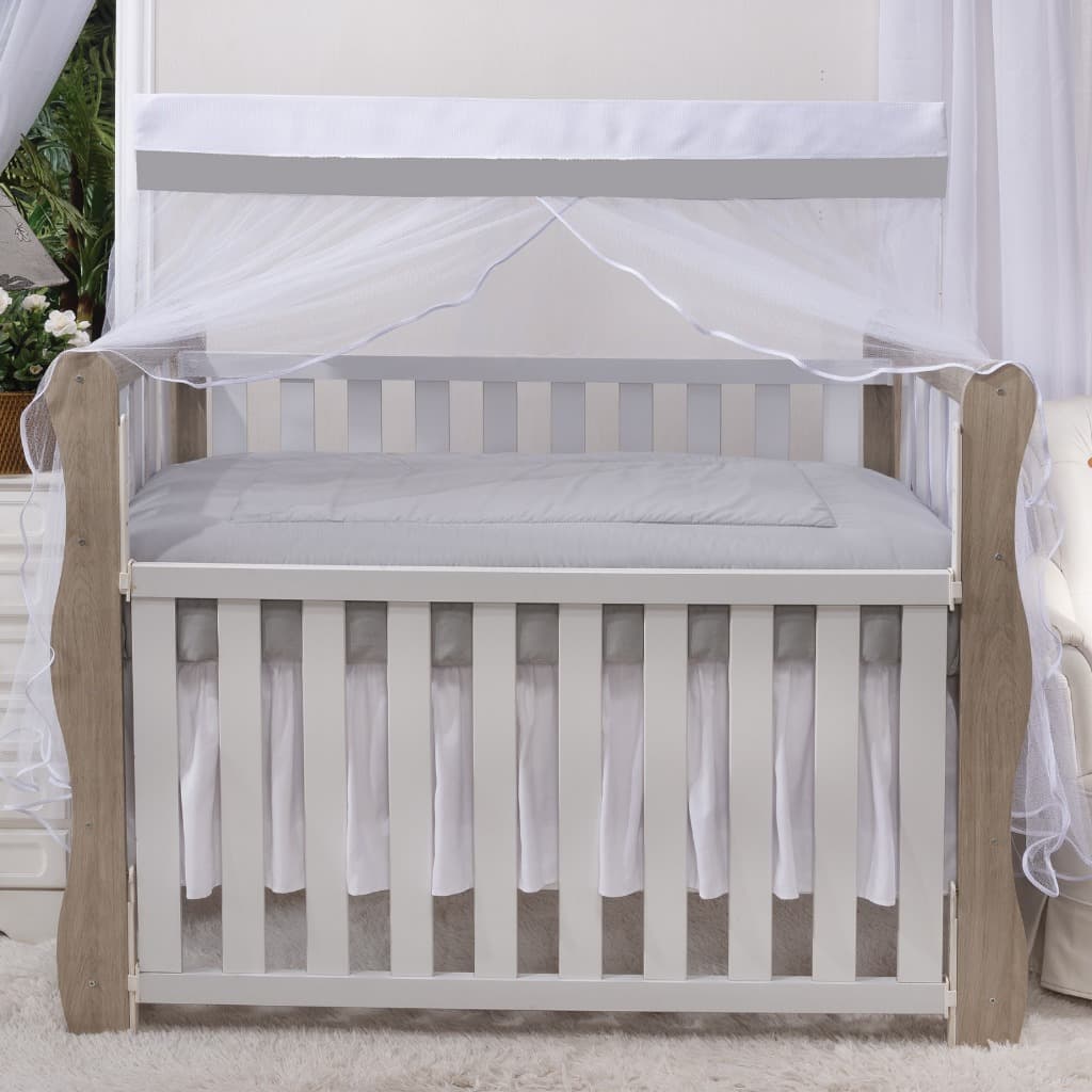 MOSQUITEIRO PARA BERÇO BEBÊ NEUTRO CINZA COM BRANCO