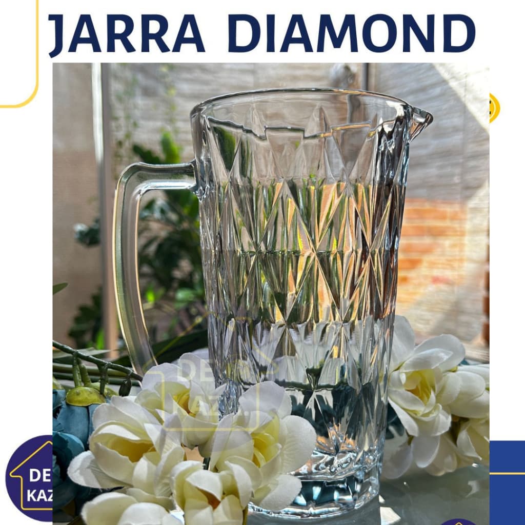 Jarra Diamond Vidro Transparente Capacidade 1 Litro