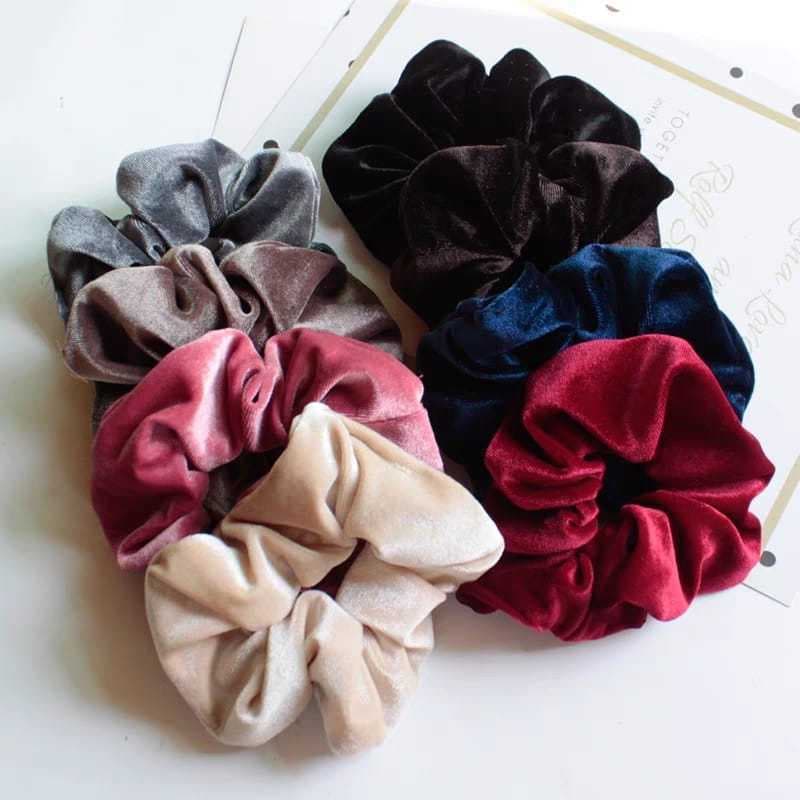 kit 24 Scrunchies de Veludo elástico de cabelo - Cores Sortidas