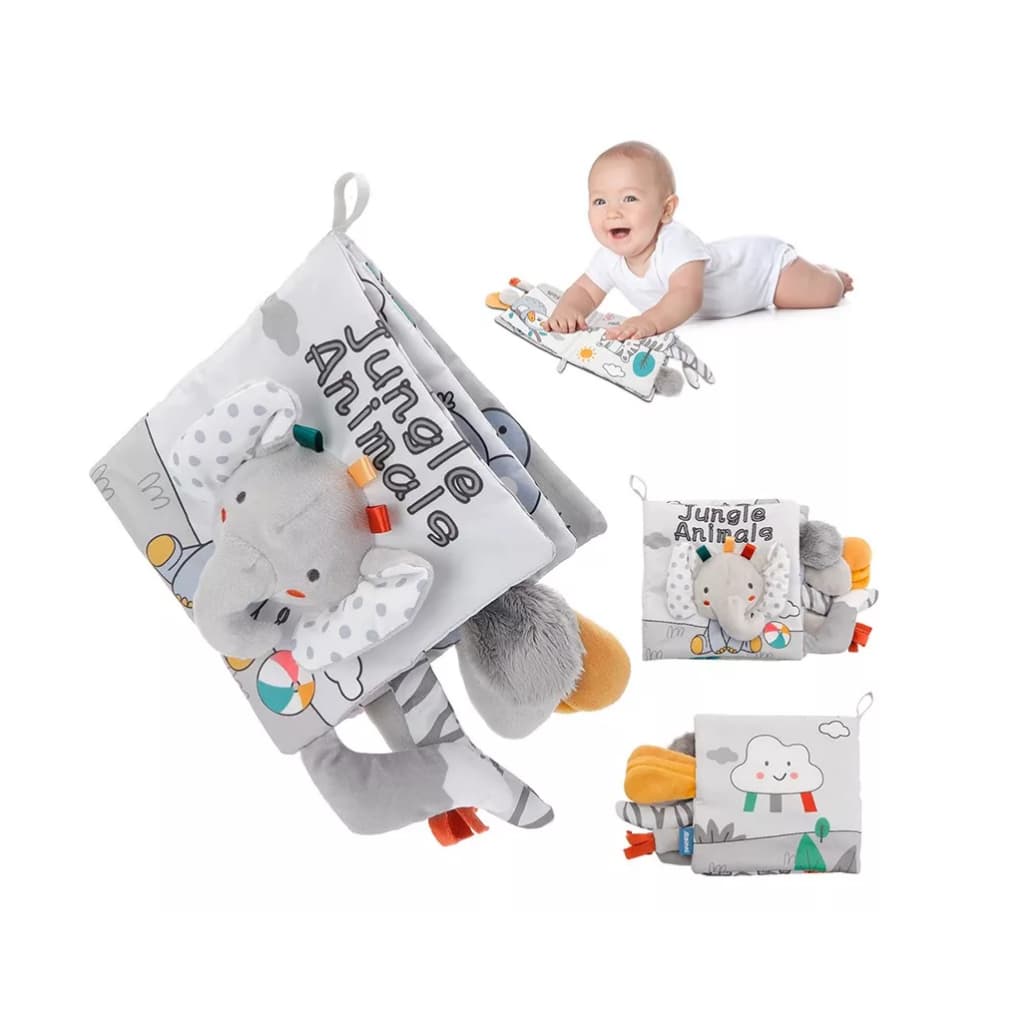 Livro De Pano Animais Da Selva Sensorial E Interativo Para Bebês