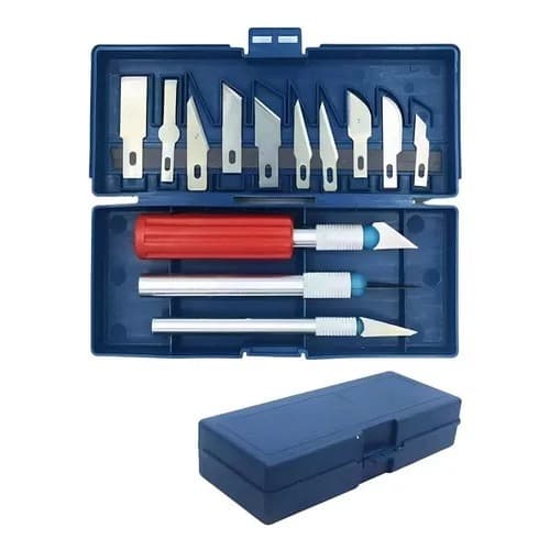 Kit Estilete de Precisao Profissional 13 Laminas Jogo Estilete Artesanato 16 Peças