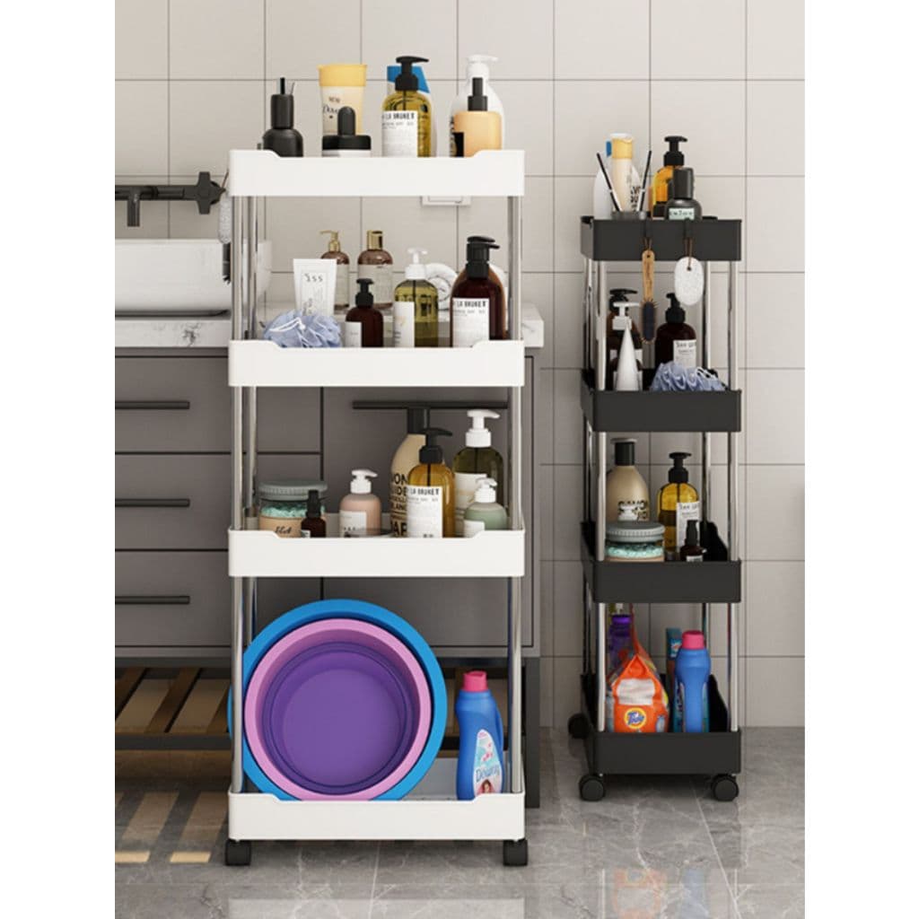 Prateleira Carrinho Auxiliar Organizador de Objetos Multiuso 4 Andares com Rodinhas P, M, G ou Kit 3