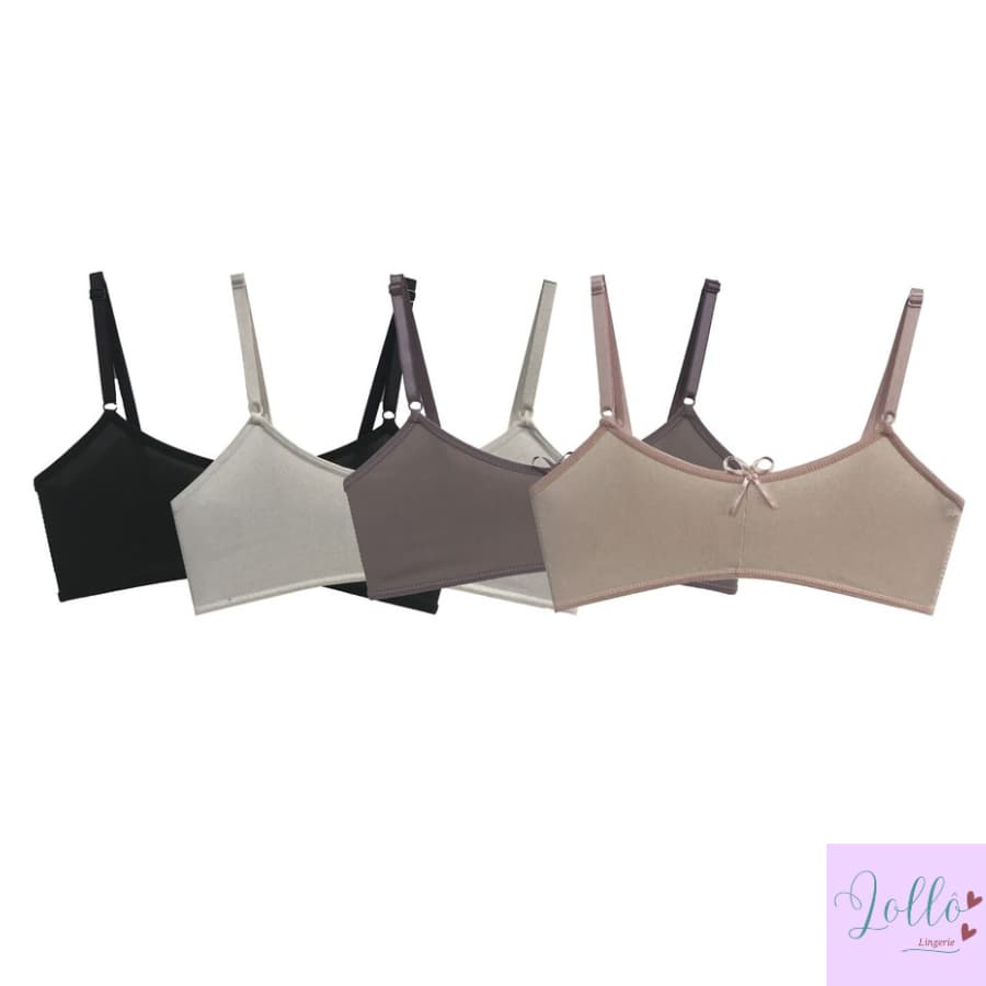 kit 5 unidades Sutiãs Tops Infantil Menina Moça Juvenil sem Bojo Cores Variadas Barato colégio