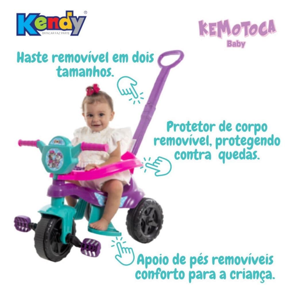 Motoca Triciclo Kendy Vilotrol Ifantil Patrulha Canina Proteção Menino Menina Bebes Proteção Lateral, Pedal, Empurrador