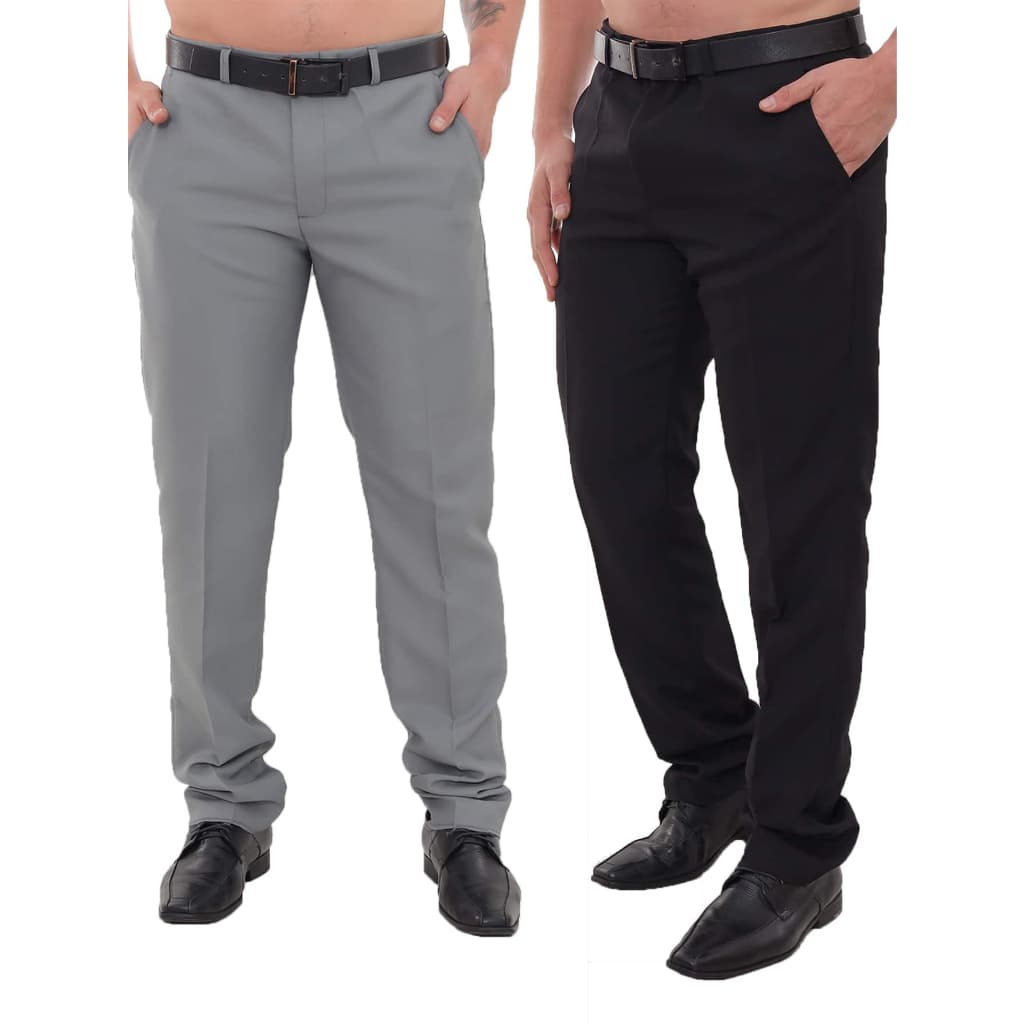 KIT Masculino 2 Peças - Calça Social Cinza Claro e Calça Social Preto