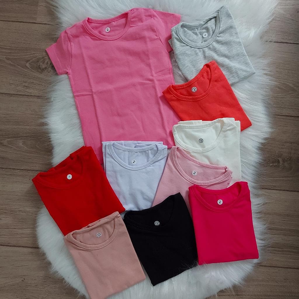 Blusa manga curta básica infantil feminina cotton