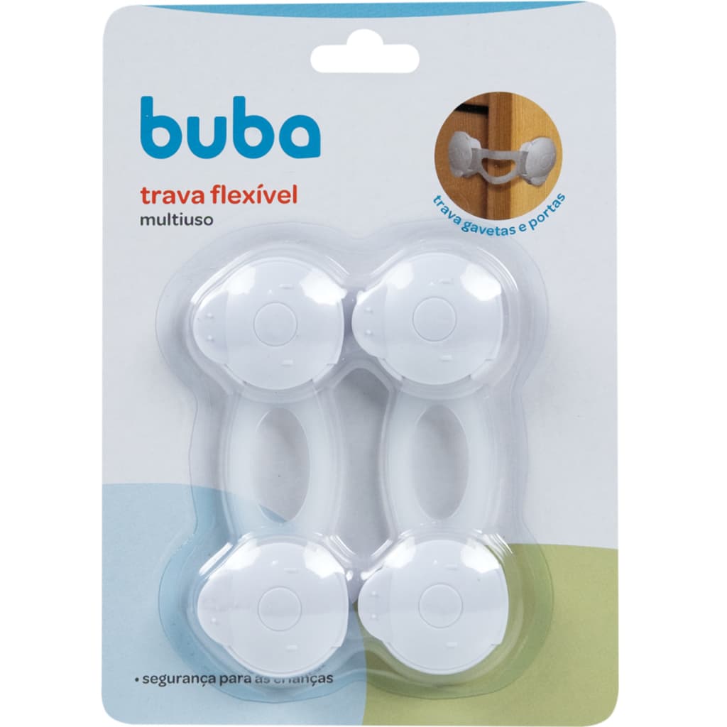 kit 2 Trava Flexível - Cuidados com as crianças - fácil instalação, Proteção para crianças -Buba