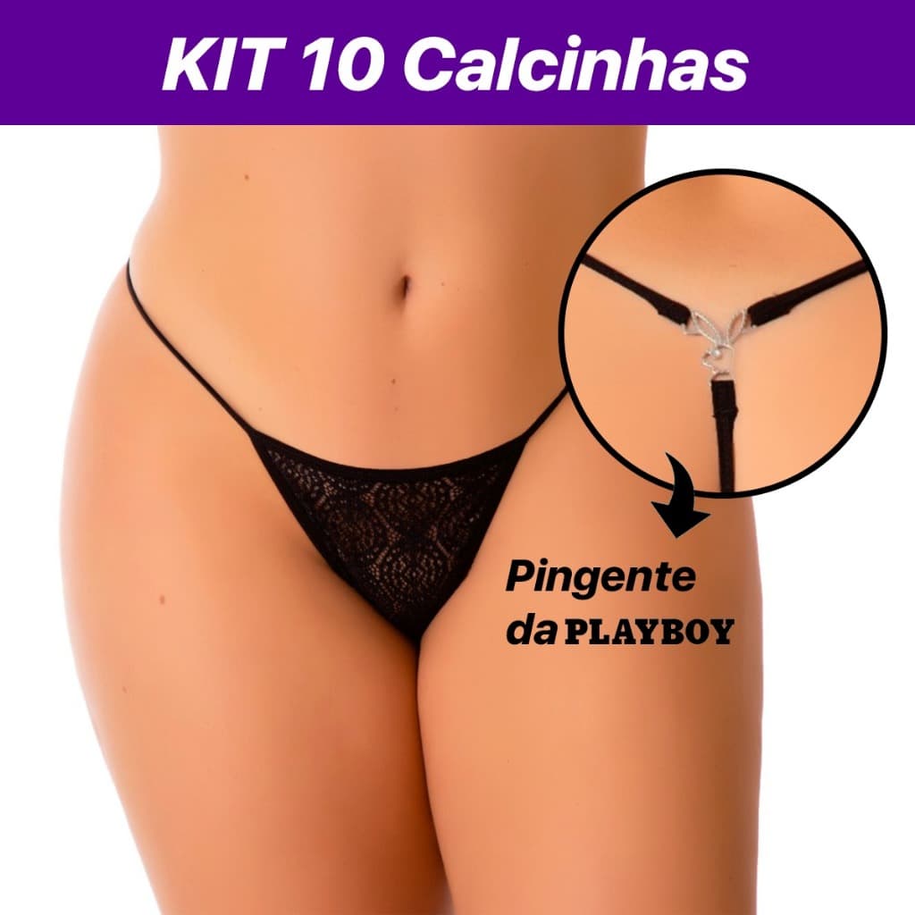 Kit de Calcinhas Super Fio Dental Tanga com pingente