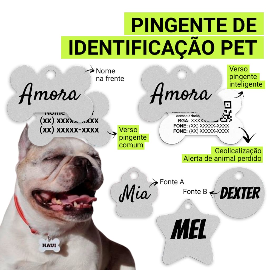 Plaquinha De Identificação Pet Cachorro Gato Gravada Nome Telefone