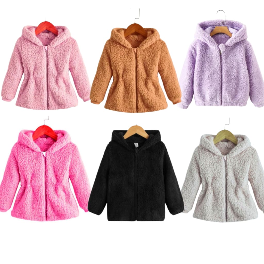 Blusa de frio Menina Infantil Pelinho com Capuz feminina Touca Tedy Casaco Teddy Ted Jaqueta Infantil Roupa de Frio Con