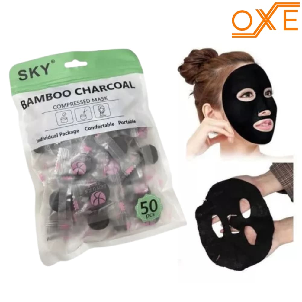 Kit 200 Máscaras Facial Preta Carvão De Bambu Desidratada Descartável Limpezal Para Skin Care