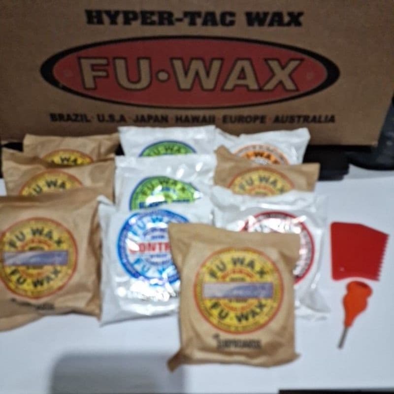 kit 10 parafinas Fu wax + chave de quilha + raspador