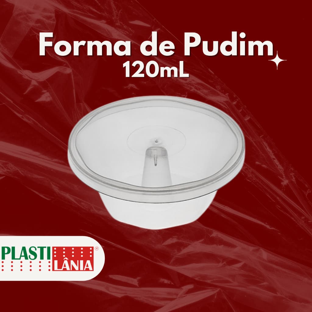 Forma para Pudim 120mL Forneável com Tampa 10, 20 e 30 Unidades
