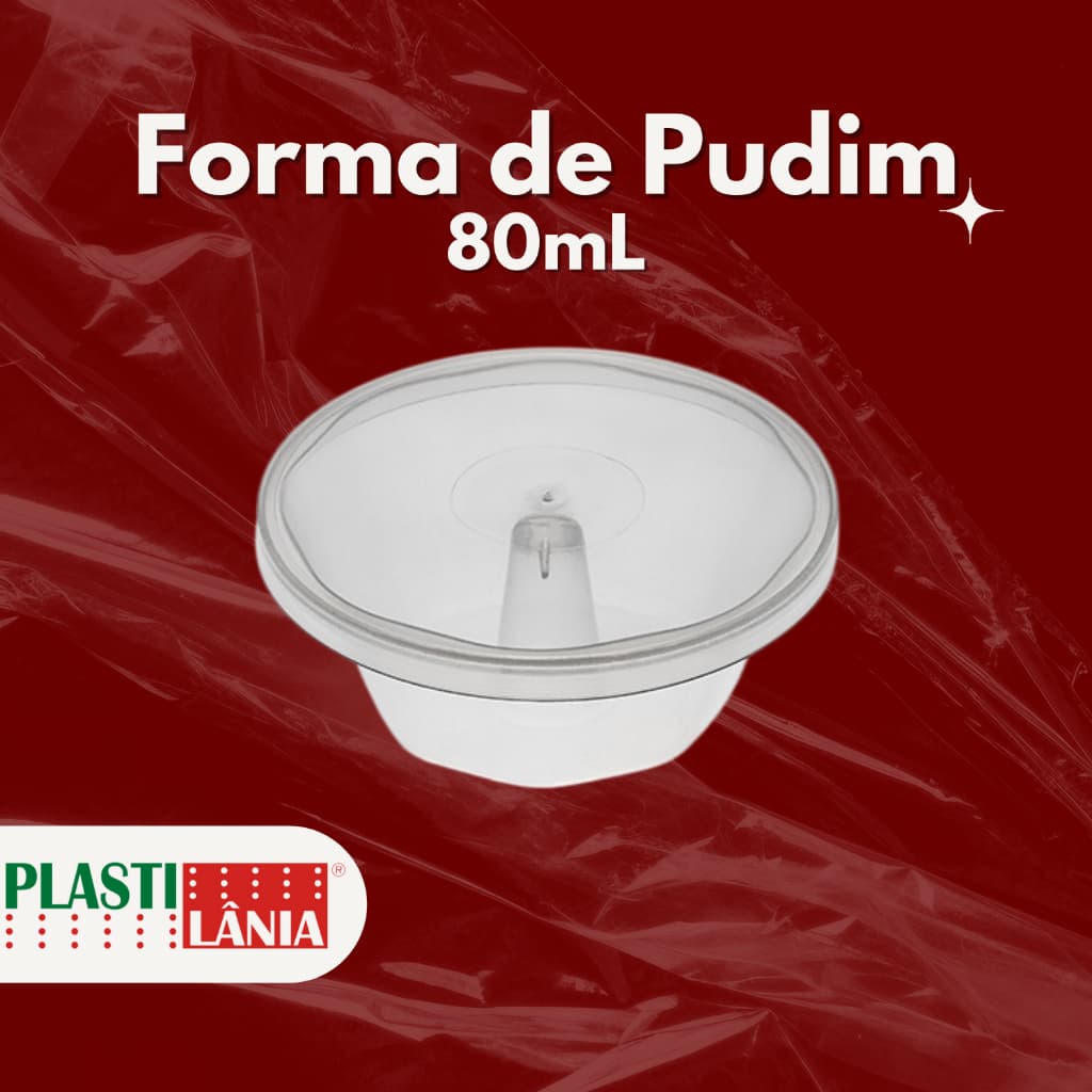 Forma Mini Pudim com Tampa Forneável 80ml 20, 40 e 60 Unidades