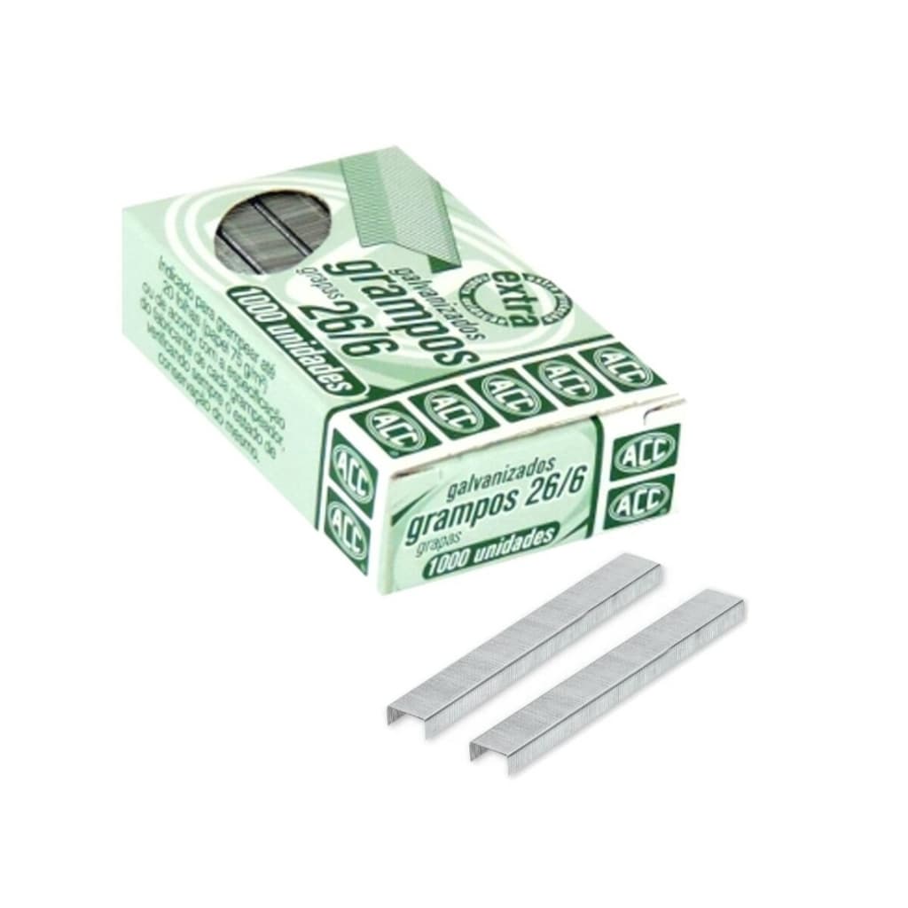 Grampo 26/6 com 1000 Unidades Aço Galvanizado - ACC