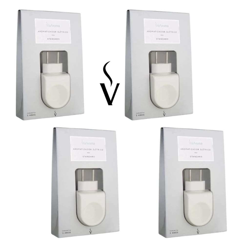 Kit 4 Aromatizadores Difusores Elétricos Standard (Plástico) Via Aroma - para essências e óleos essenciais